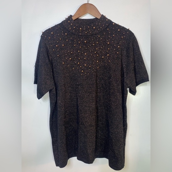 Ladies sweater set in gold & black - size 2XL - Picture 3 of 5